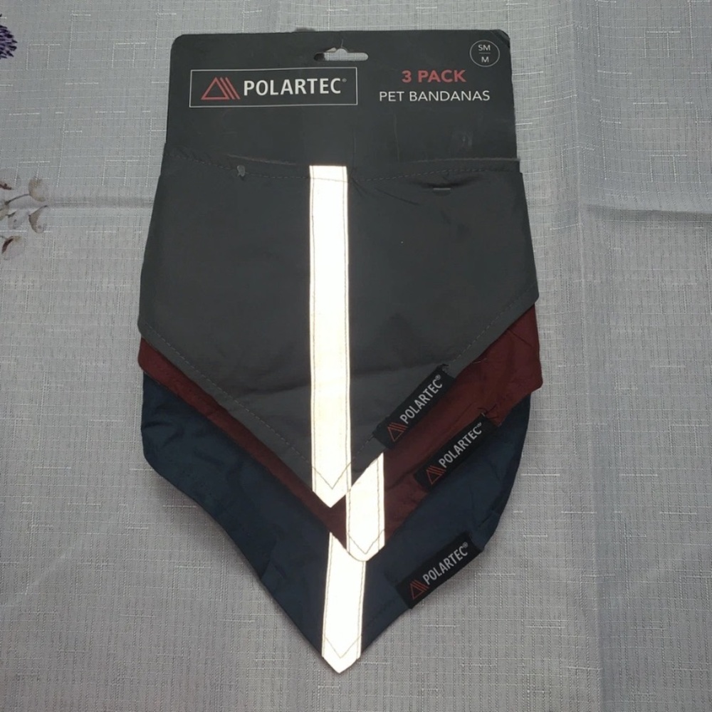 Polartec 3 Pack Pet Bandanas Gray, Red & Blue Fleece NWT S / M
